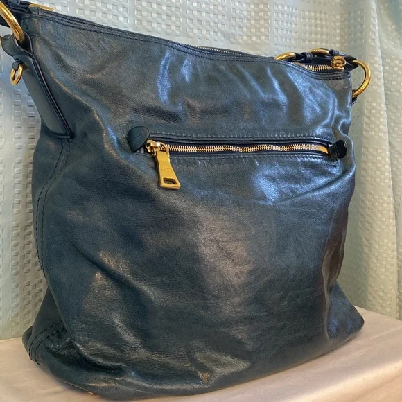 PRADA Large Blue Vitello Shine Leather Hobo - Picture 5 of 17